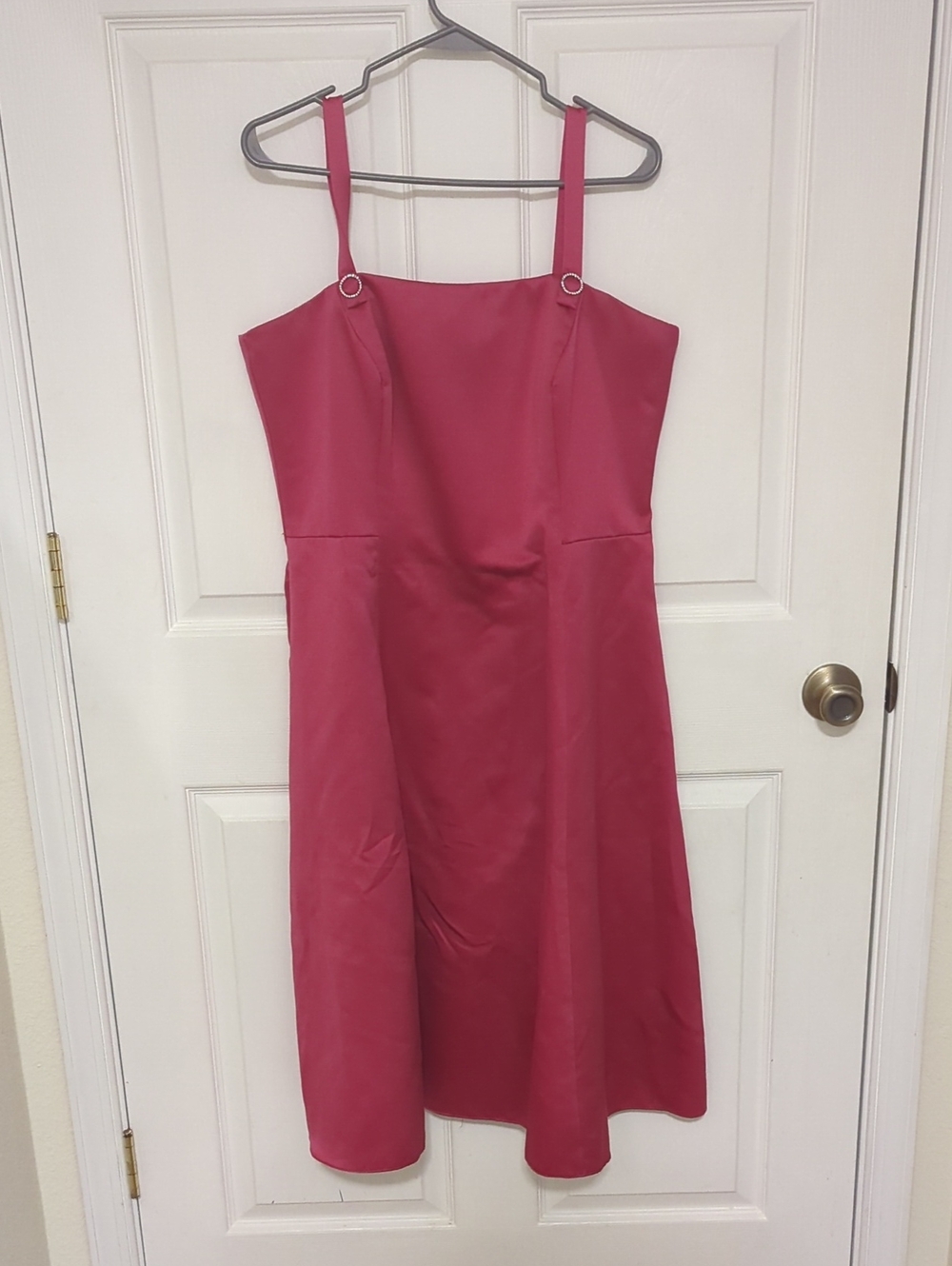 Michaelangelo Rose-Pink Midi A-Line Dress with Ring Straps